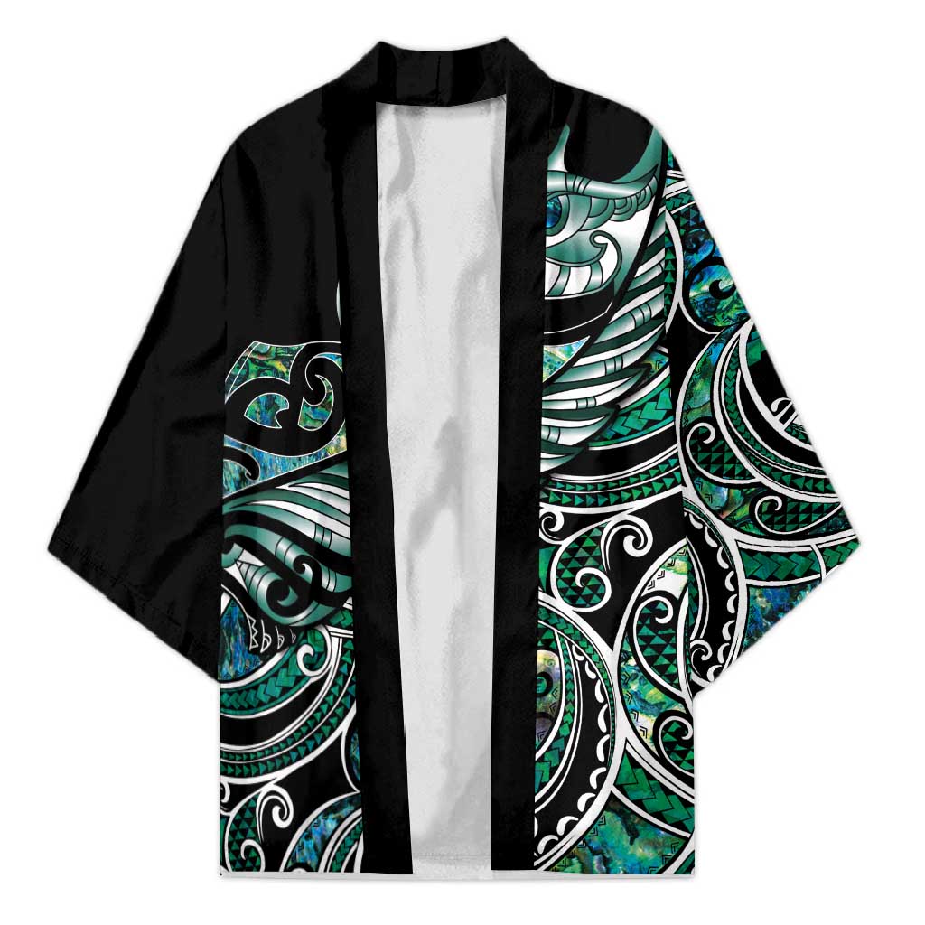 Maori Matariki - Manaia Kimono Emerald Paua Shell LT7 Unisex Green - Polynesian Pride