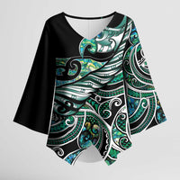 Maori Matariki - Manaia Kimono Sleeve Blouse Emerald Paua Shell LT7 Female Green - Polynesian Pride