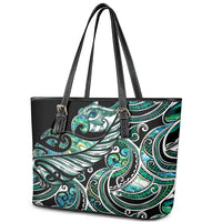 Maori Matariki - Manaia Leather Tote Bag Emerald Paua Shell LT7 - Polynesian Pride