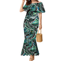 Maori Matariki - Manaia Mermaid Dress Emerald Paua Shell LT7 Women Green - Polynesian Pride