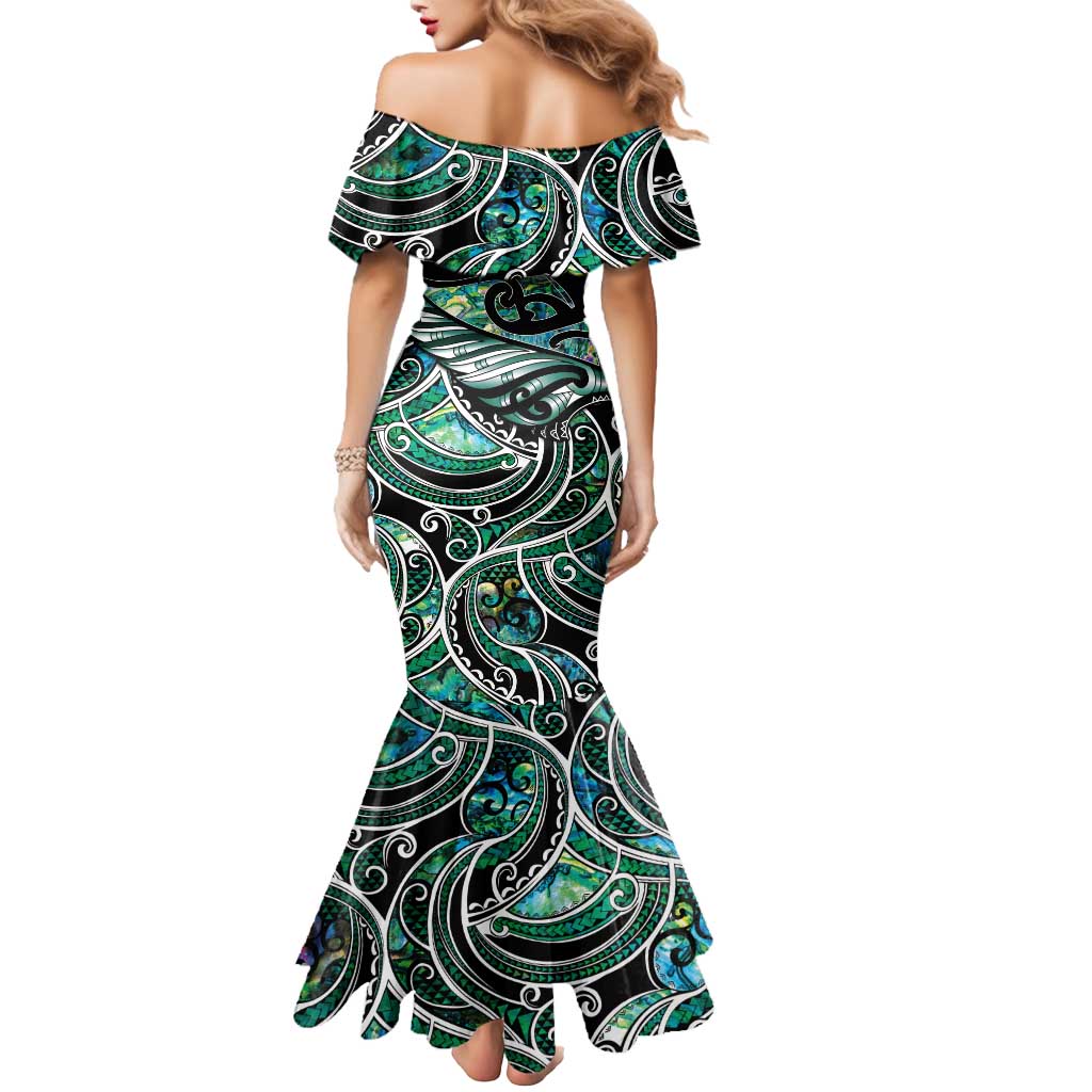 Maori Matariki - Manaia Mermaid Dress Emerald Paua Shell LT7 - Polynesian Pride