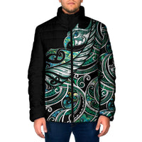 Maori Matariki - Manaia Padded Jacket Emerald Paua Shell LT7 Men Green - Polynesian Pride