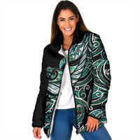 Maori Matariki - Manaia Padded Jacket Emerald Paua Shell LT7 Women Green - Polynesian Pride