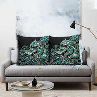 Maori Matariki - Manaia Pillow Cover Emerald Paua Shell LT7 - Polynesian Pride