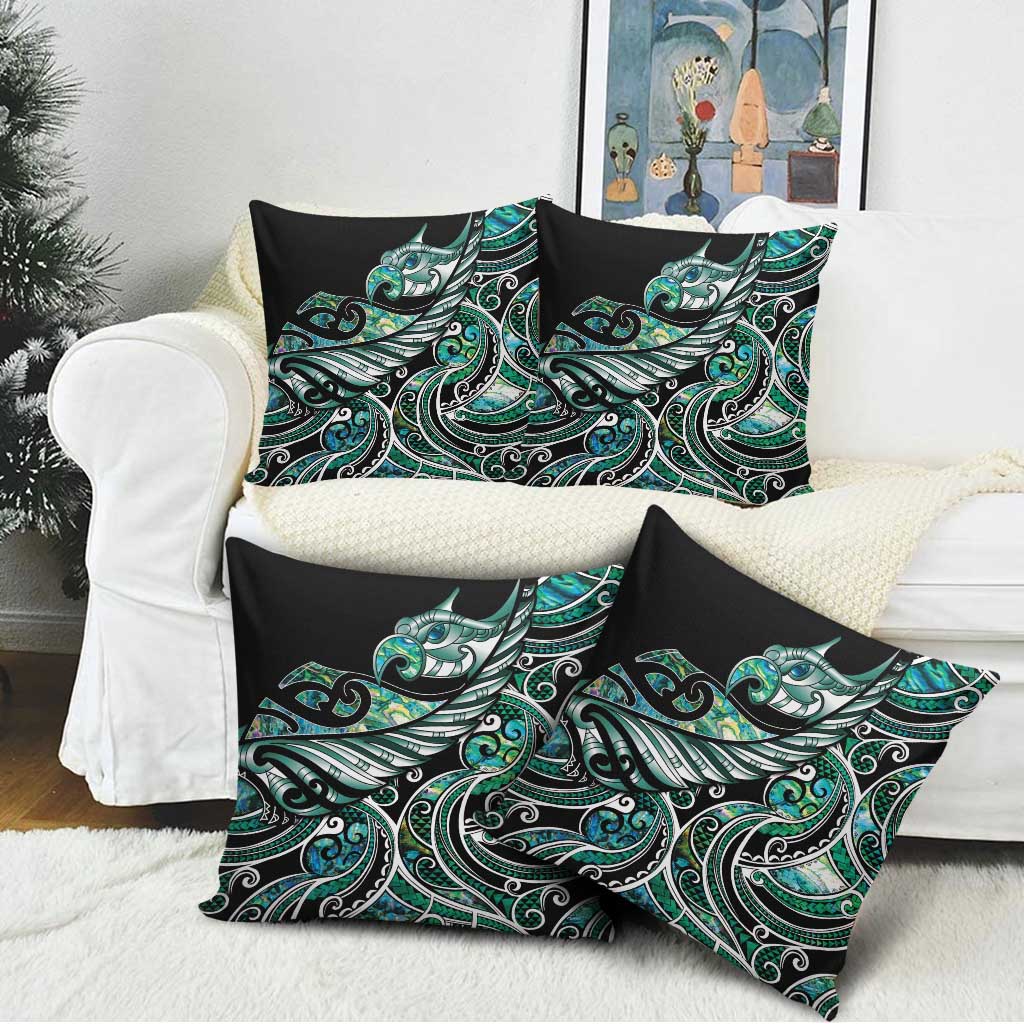 Maori Matariki - Manaia Pillow Cover Emerald Paua Shell LT7 - Polynesian Pride