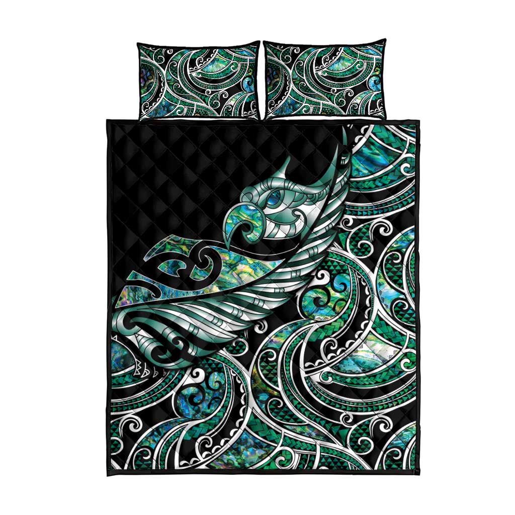 Maori Matariki - Manaia Quilt Bed Set Emerald Paua Shell LT7 - Polynesian Pride