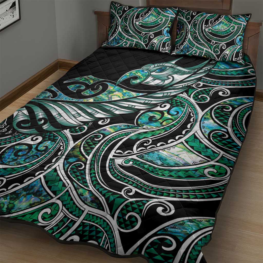 Maori Matariki - Manaia Quilt Bed Set Emerald Paua Shell LT7 - Polynesian Pride