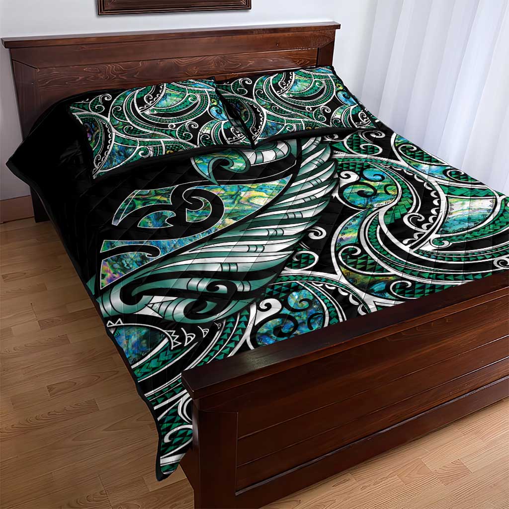 Maori Matariki - Manaia Quilt Bed Set Emerald Paua Shell LT7 - Polynesian Pride