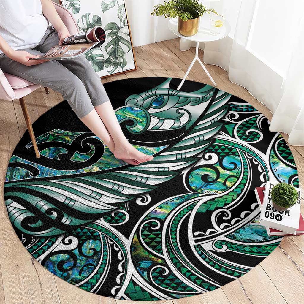 Maori Matariki - Manaia Round Carpet Emerald Paua Shell LT7 - Polynesian Pride