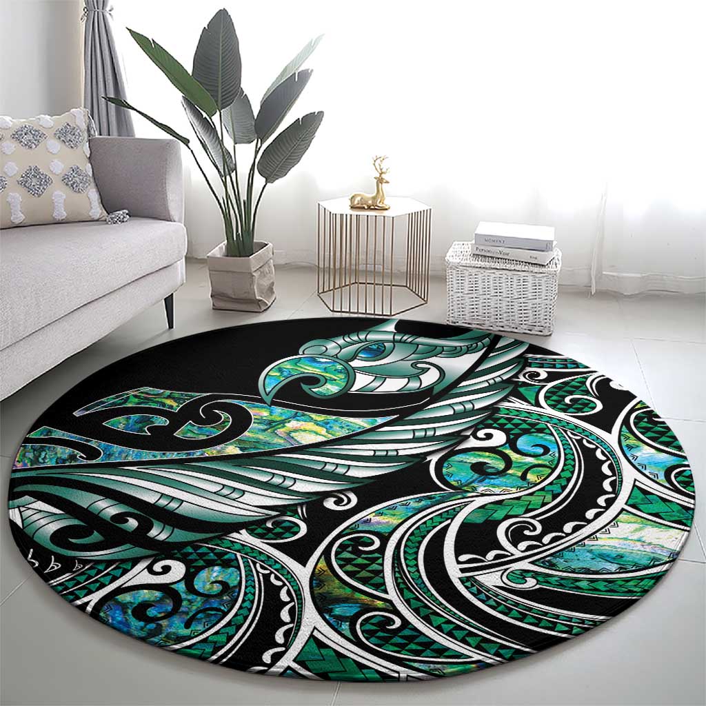 Maori Matariki - Manaia Round Carpet Emerald Paua Shell LT7 - Polynesian Pride