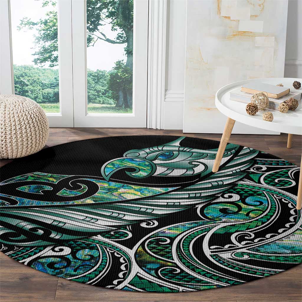 Maori Matariki - Manaia Round Carpet Emerald Paua Shell LT7 - Polynesian Pride