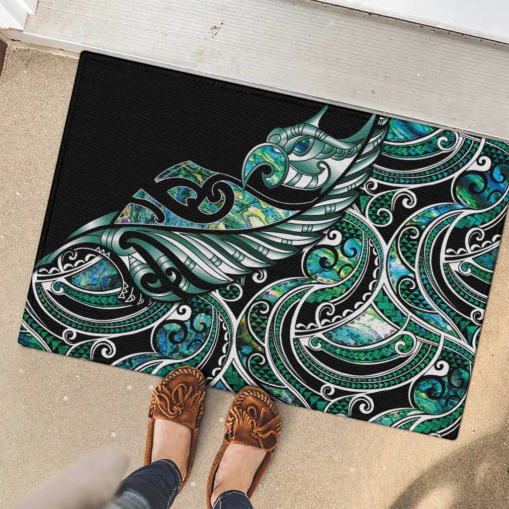 Maori Matariki - Manaia Rubber Doormat Emerald Paua Shell LT7 - Polynesian Pride