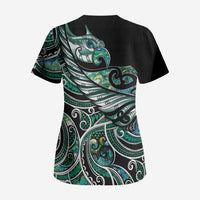 Maori Matariki - Manaia Scrub Top Emerald Paua Shell LT7 - Polynesian Pride