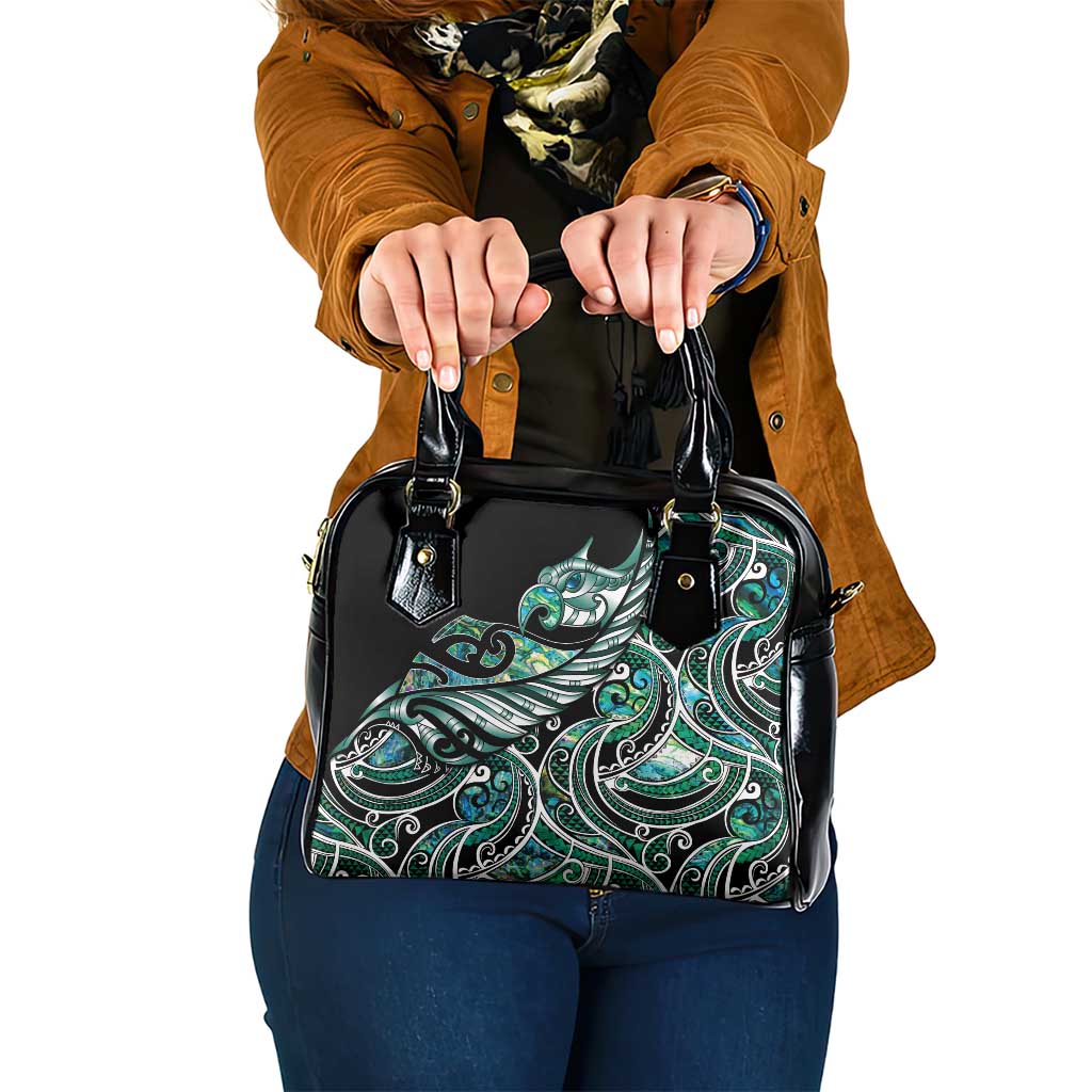 Maori Matariki - Manaia Shoulder Handbag Emerald Paua Shell LT7 One Size Green - Polynesian Pride