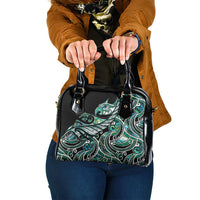 Maori Matariki - Manaia Shoulder Handbag Emerald Paua Shell LT7 One Size Green - Polynesian Pride