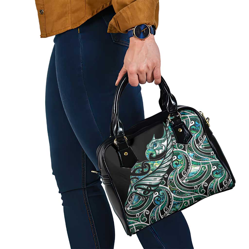 Maori Matariki - Manaia Shoulder Handbag Emerald Paua Shell LT7 - Polynesian Pride