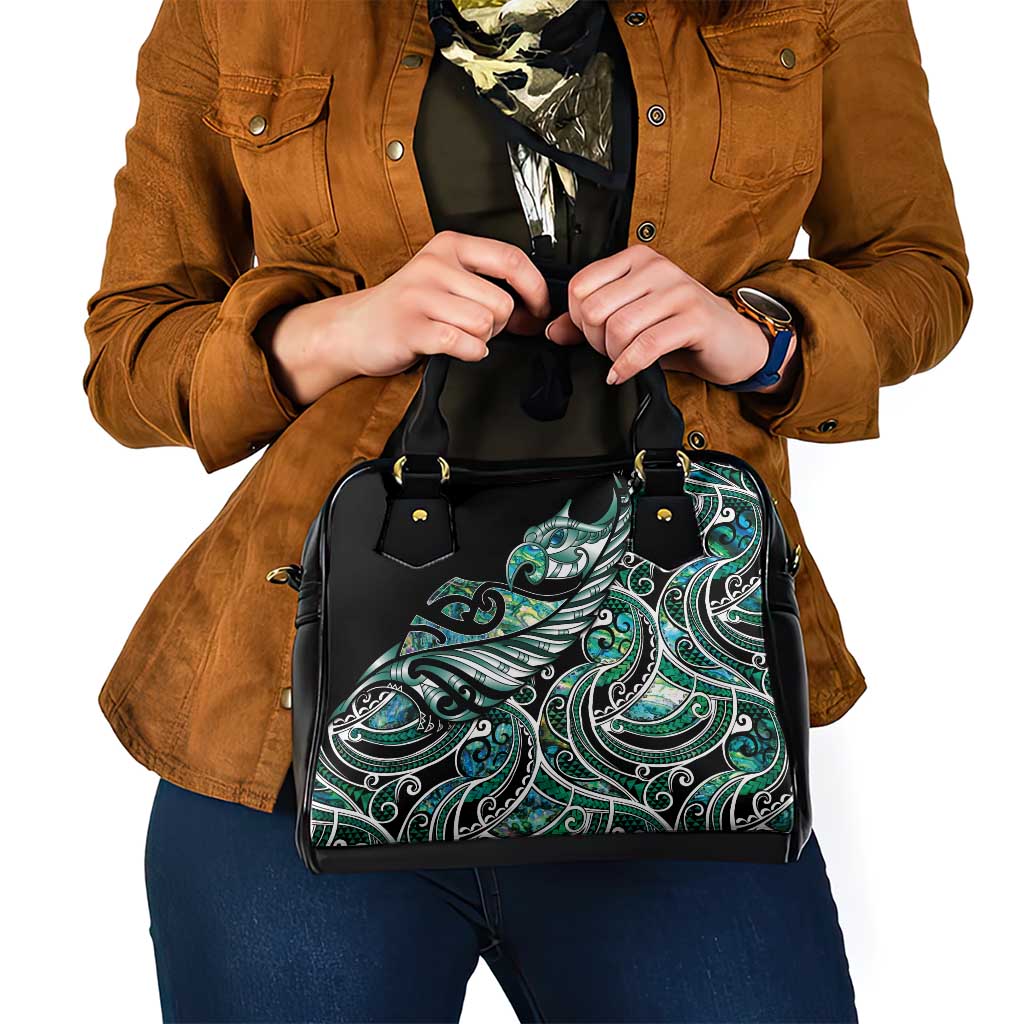 Maori Matariki - Manaia Shoulder Handbag Emerald Paua Shell LT7 - Polynesian Pride
