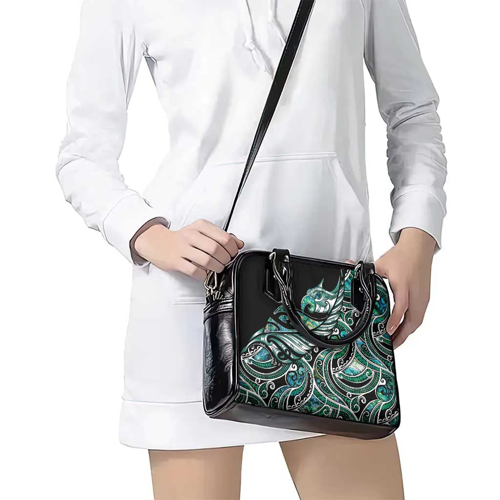 Maori Matariki - Manaia Shoulder Handbag Emerald Paua Shell LT7 - Polynesian Pride