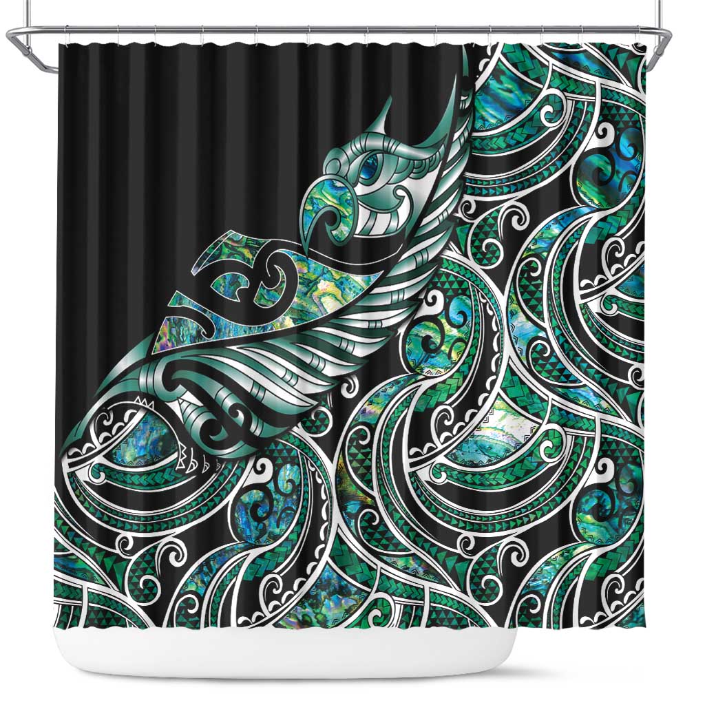 Maori Matariki - Manaia Shower Curtain Emerald Paua Shell