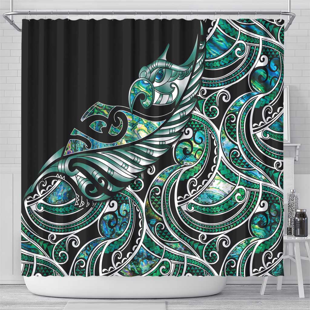 Maori Matariki - Manaia Shower Curtain Emerald Paua Shell