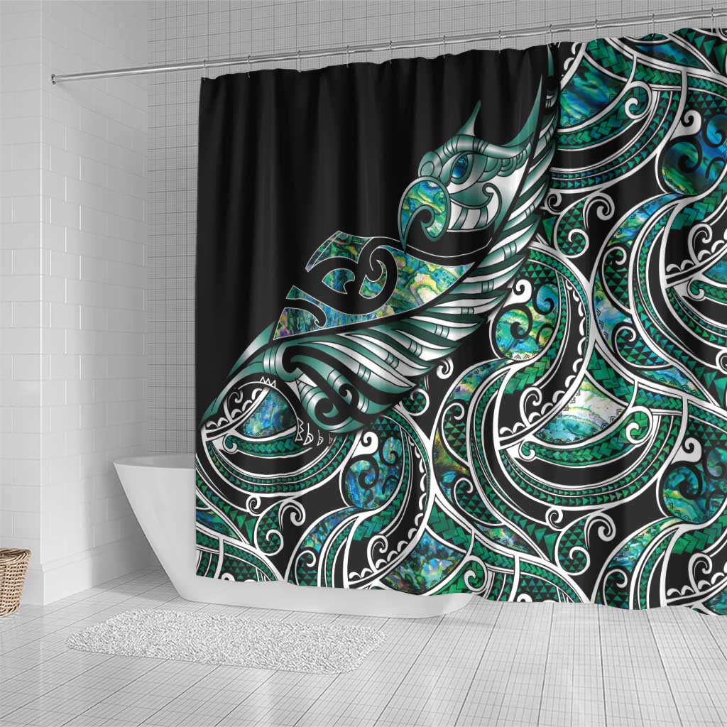 Maori Matariki - Manaia Shower Curtain Emerald Paua Shell