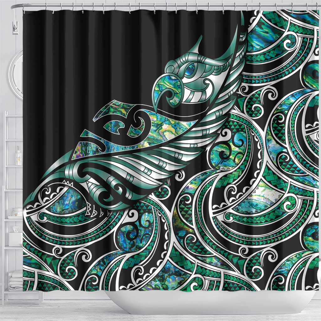 Maori Matariki - Manaia Shower Curtain Emerald Paua Shell