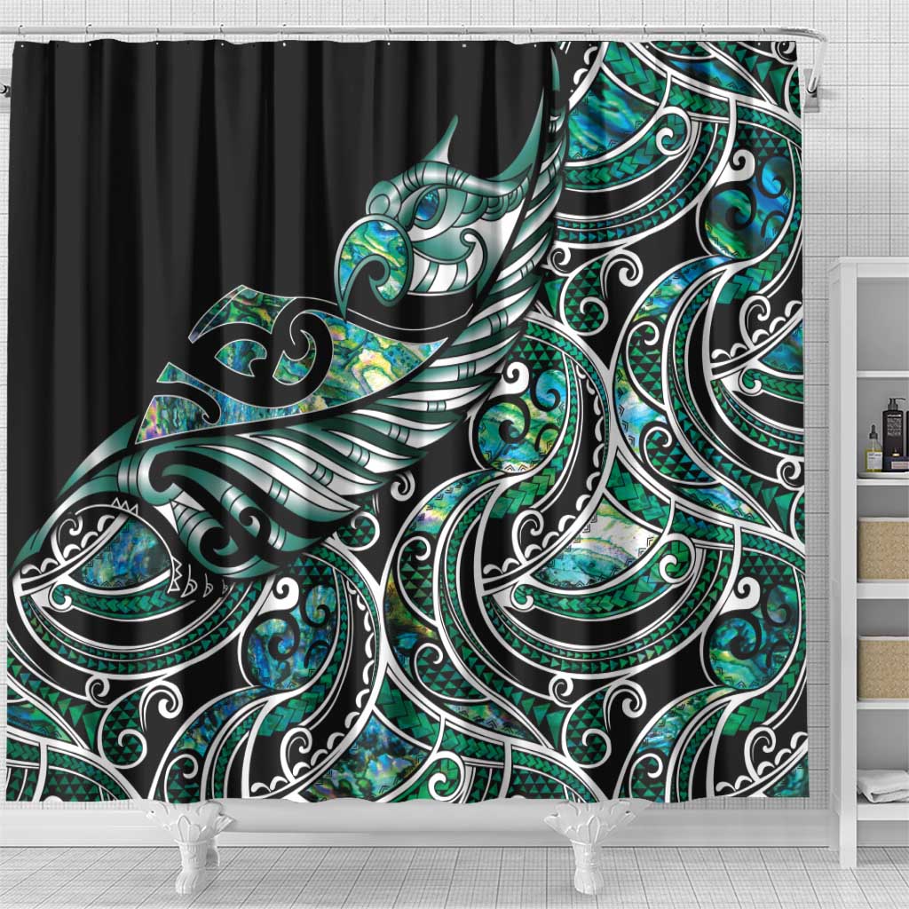 Maori Matariki - Manaia Shower Curtain Emerald Paua Shell