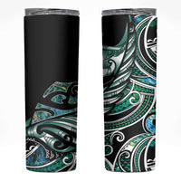 Maori Matariki - Manaia Skinny Tumbler Emerald Paua Shell LT7 Green - Polynesian Pride