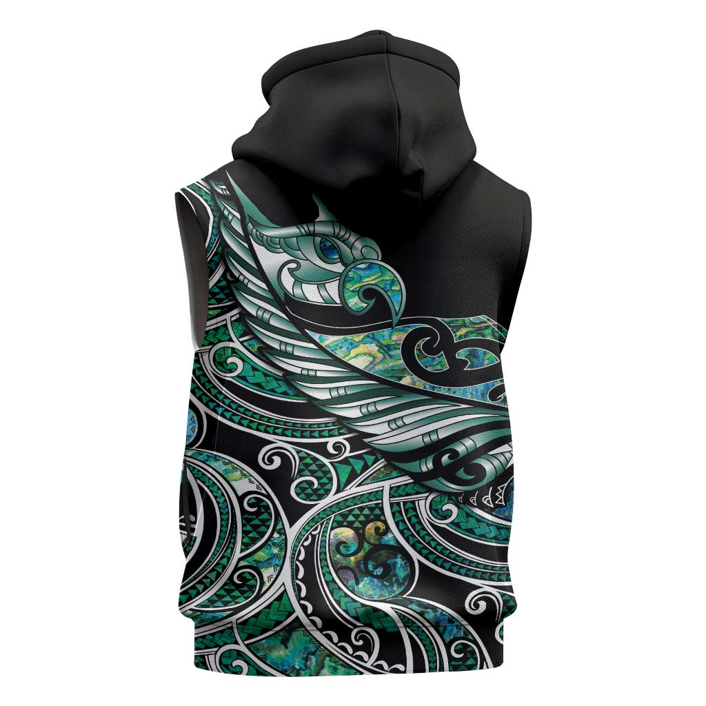 Maori Matariki - Manaia Sleeveless Hoodie Emerald Paua Shell LT7 - Polynesian Pride