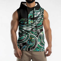 Maori Matariki - Manaia Sleeveless Hoodie Emerald Paua Shell LT7 - Polynesian Pride