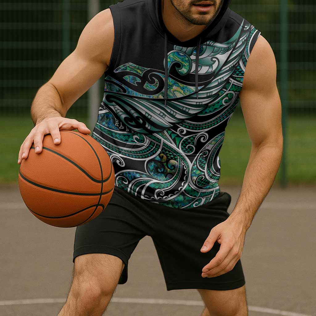 Maori Matariki - Manaia Sleeveless Hoodie Emerald Paua Shell LT7 - Polynesian Pride
