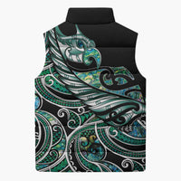 Maori Matariki - Manaia Sleeveless Puffer Jacket Emerald Paua Shell LT7 - Polynesian Pride