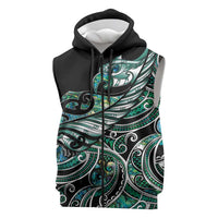 Maori Matariki - Manaia Sleeveless Zip Hoodie Emerald Paua Shell LT7 Green - Polynesian Pride