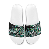 Maori Matariki - Manaia Slide Sandals Emerald Paua Shell LT7 Green - Polynesian Pride
