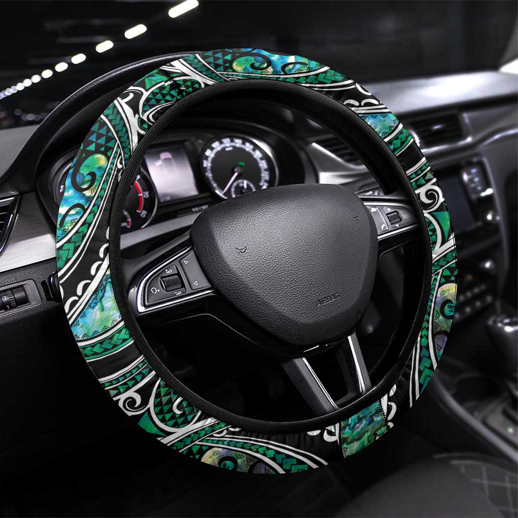 Maori Matariki - Manaia Steering Wheel Cover Emerald Paua Shell LT7 Universal Fit Green - Polynesian Pride