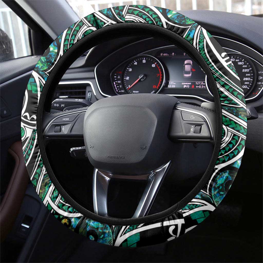 Maori Matariki - Manaia Steering Wheel Cover Emerald Paua Shell LT7 - Polynesian Pride