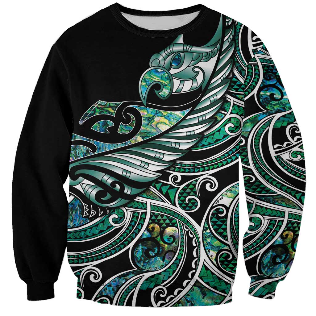 Maori Matariki - Manaia Sweatshirt Emerald Paua Shell LT7 Unisex Green - Polynesian Pride