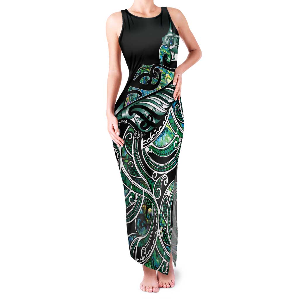 Maori Matariki - Manaia Tank Maxi Dress Emerald Paua Shell LT7 Women Green - Polynesian Pride