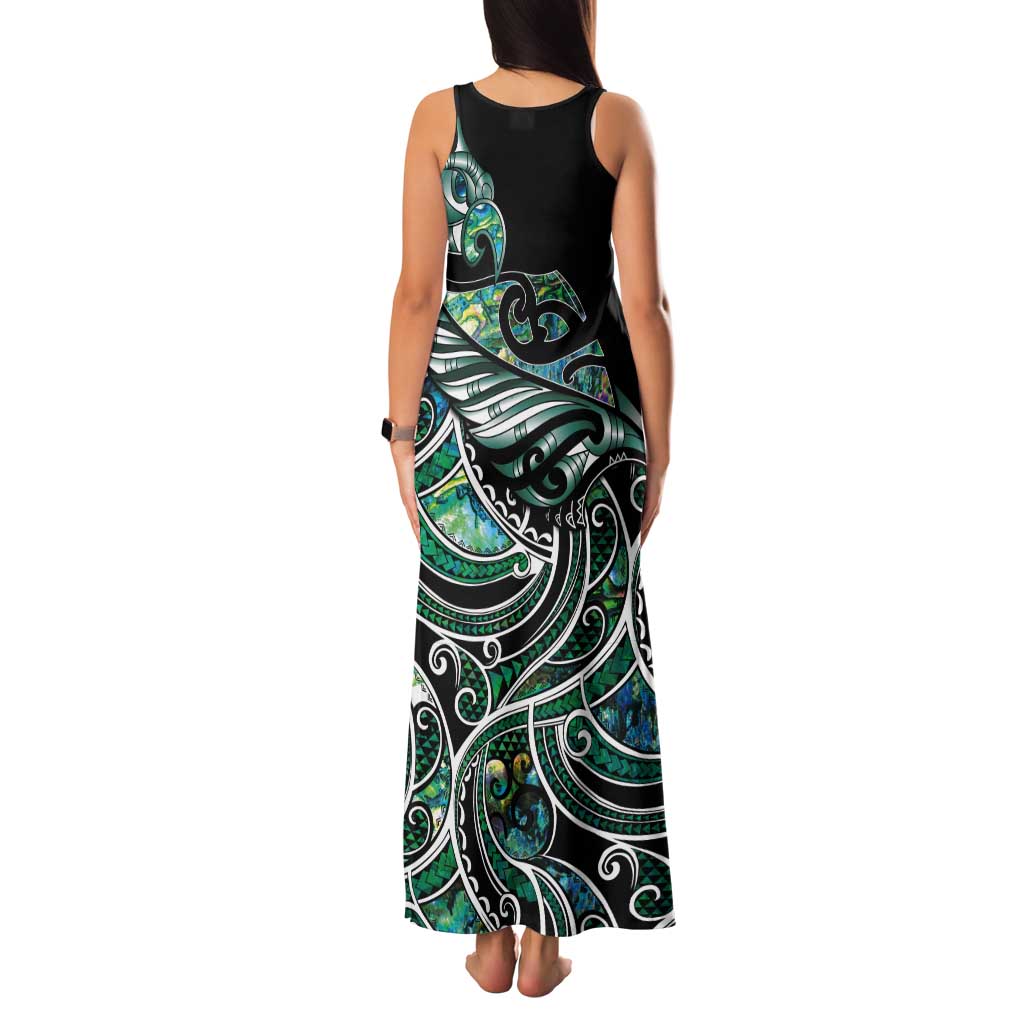 Maori Matariki - Manaia Tank Maxi Dress Emerald Paua Shell LT7 - Polynesian Pride