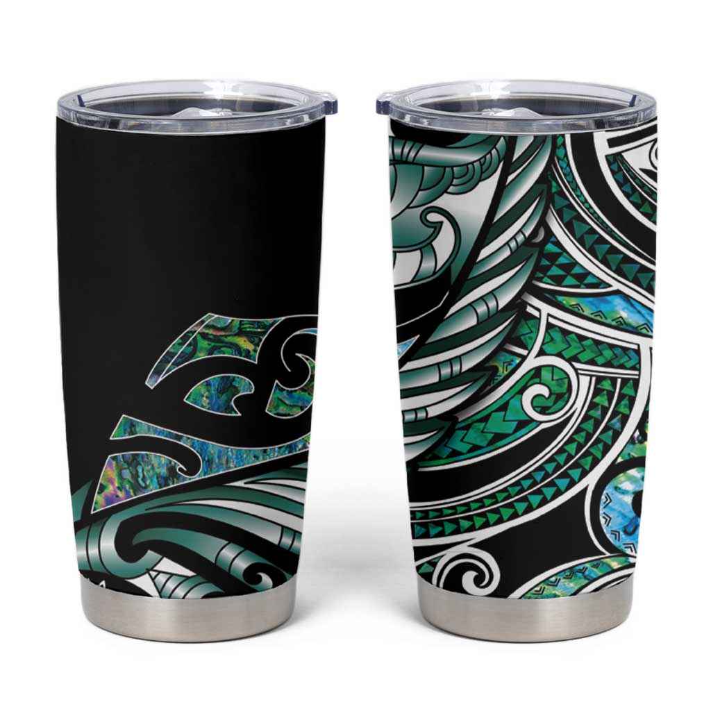Maori Matariki - Manaia Tumbler Cup Emerald Paua Shell LT7 Green - Polynesian Pride