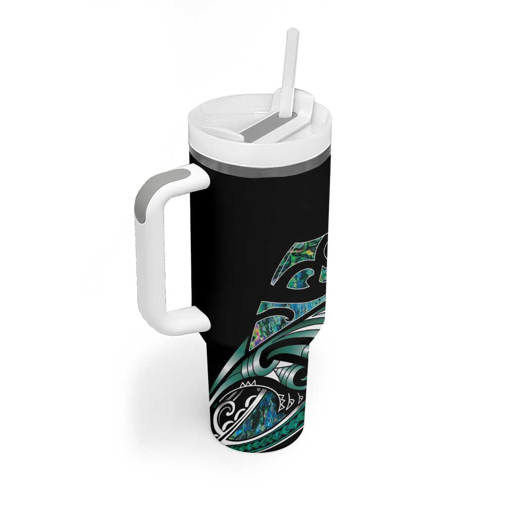 Maori Matariki - Manaia Tumbler With Handle Emerald Paua Shell