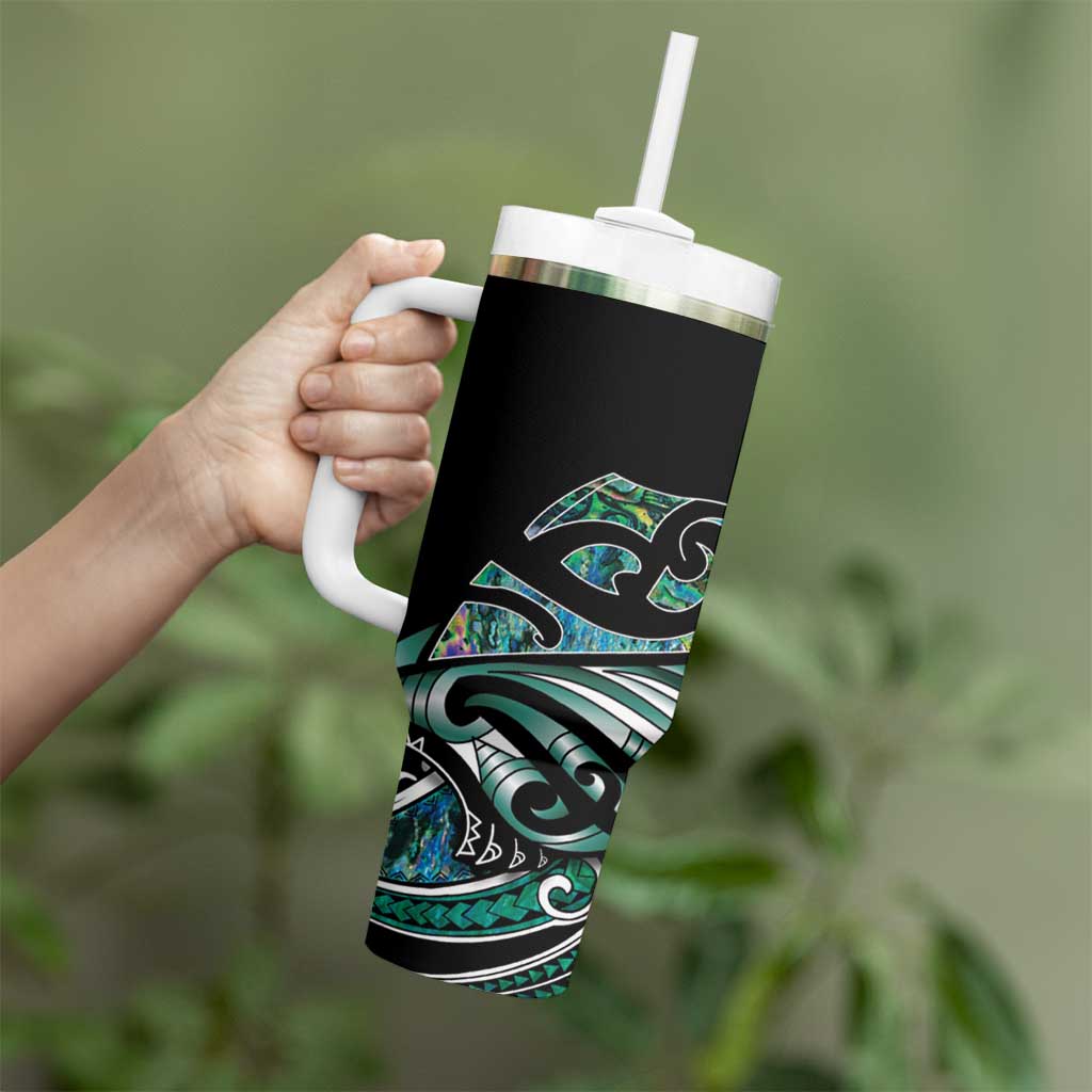 Maori Matariki - Manaia Tumbler With Handle Emerald Paua Shell