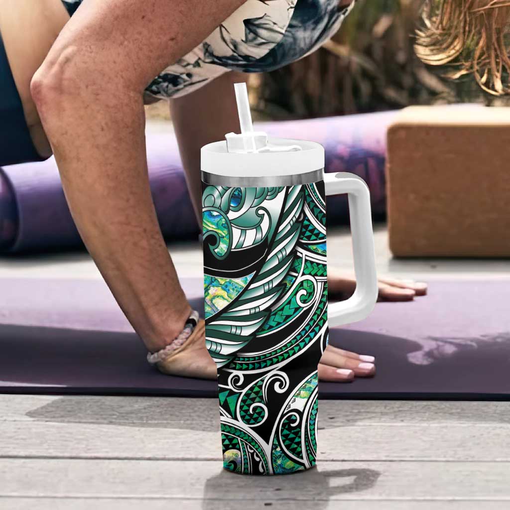 Maori Matariki - Manaia Tumbler With Handle Emerald Paua Shell