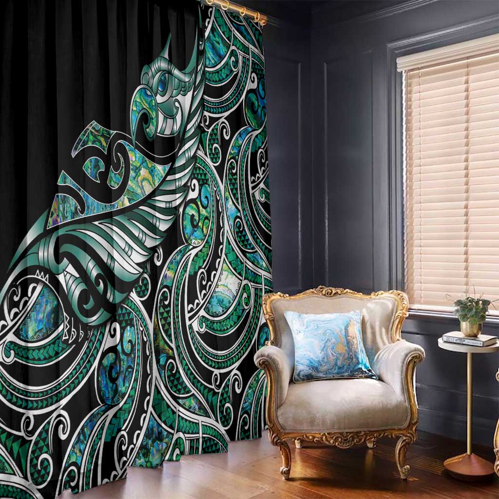 Maori Matariki - Manaia Window Curtain Emerald Paua Shell LT7 - Polynesian Pride