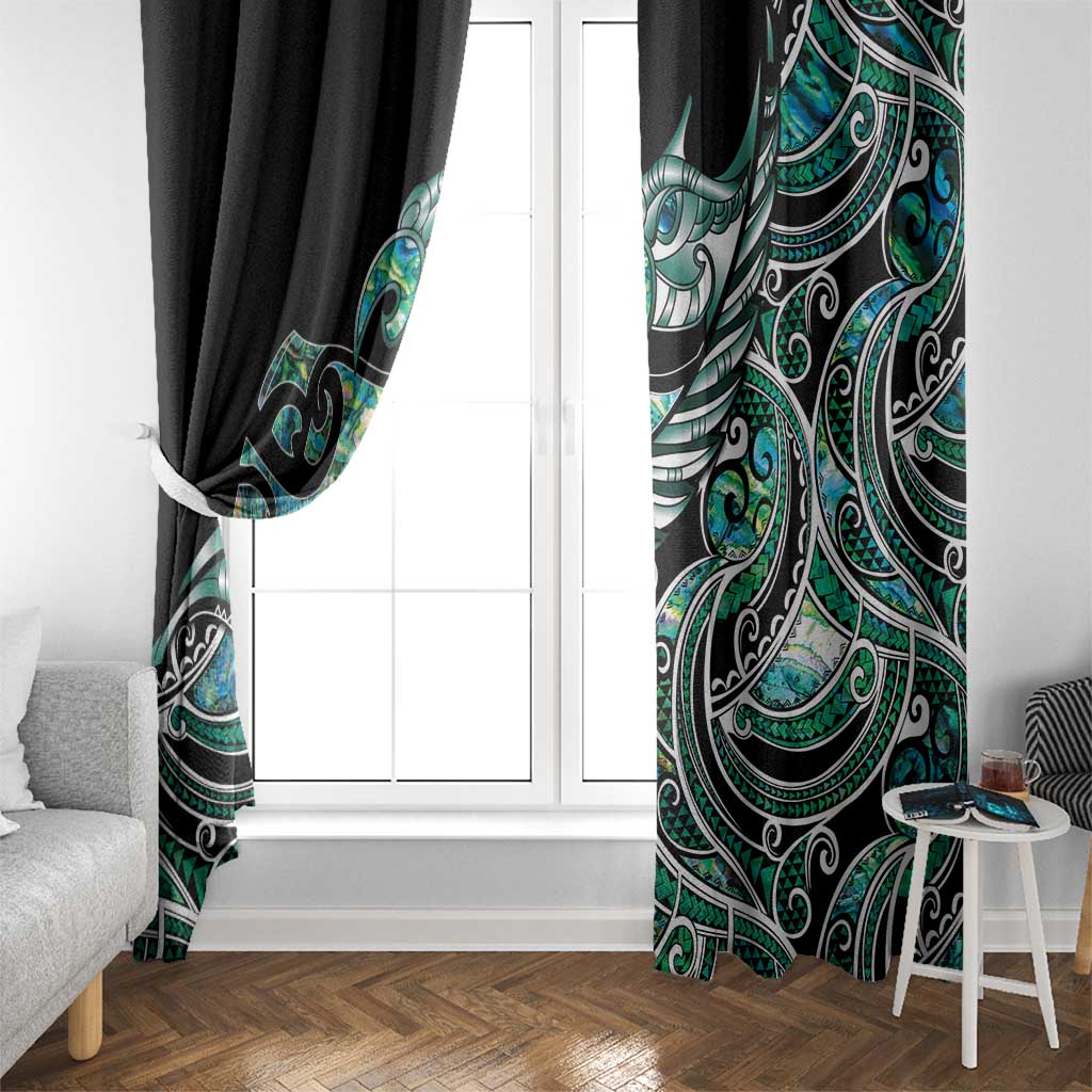 Maori Matariki - Manaia Window Curtain Emerald Paua Shell LT7 - Polynesian Pride