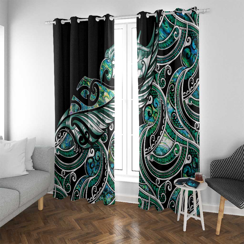 Maori Matariki - Manaia Window Curtain Emerald Paua Shell LT7 With Grommets Green - Polynesian Pride