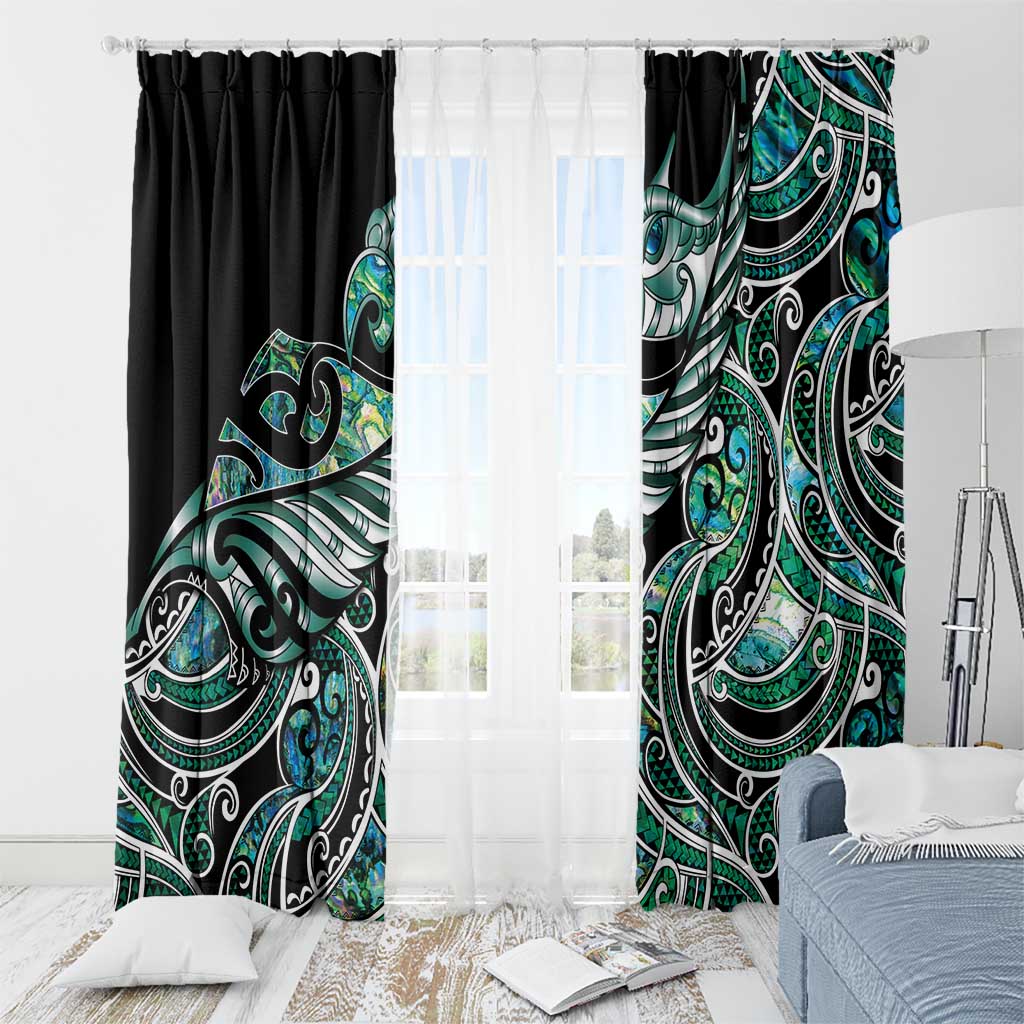 Maori Matariki - Manaia Window Curtain Emerald Paua Shell LT7 - Polynesian Pride
