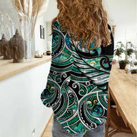 Maori Matariki - Manaia Women Casual Shirt Emerald Paua Shell LT7 - Polynesian Pride