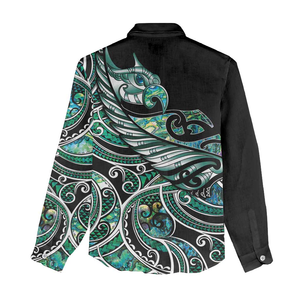 Maori Matariki - Manaia Women Casual Shirt Emerald Paua Shell LT7 - Polynesian Pride
