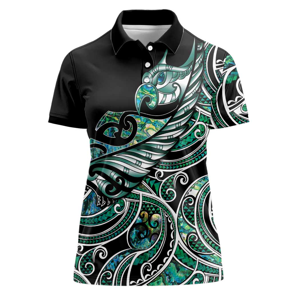 Maori Matariki - Manaia Women Polo Shirt Emerald Paua Shell LT7 Female Green - Polynesian Pride